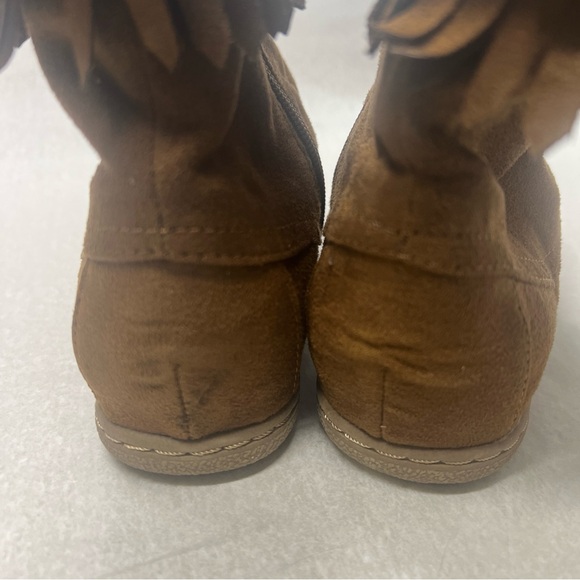 New Altar'd State Brown Suede Fringe Round Toe Side Zipper Flat  Boots Size 8 - Picture 4 of 7